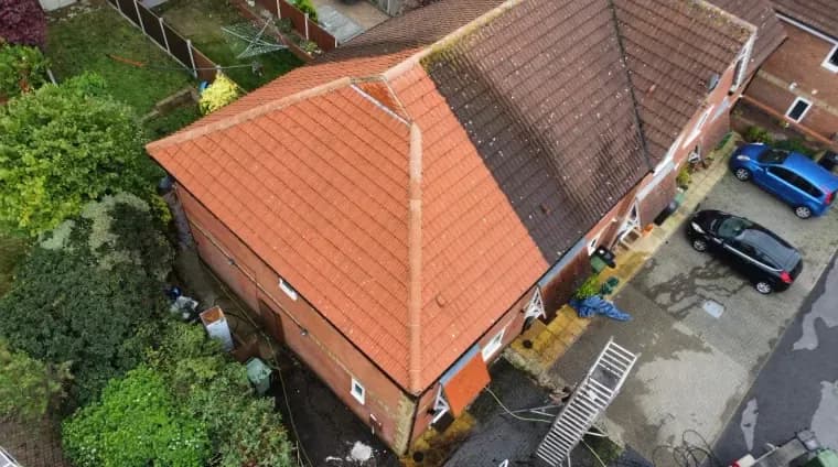 Clean orange tile roof from above