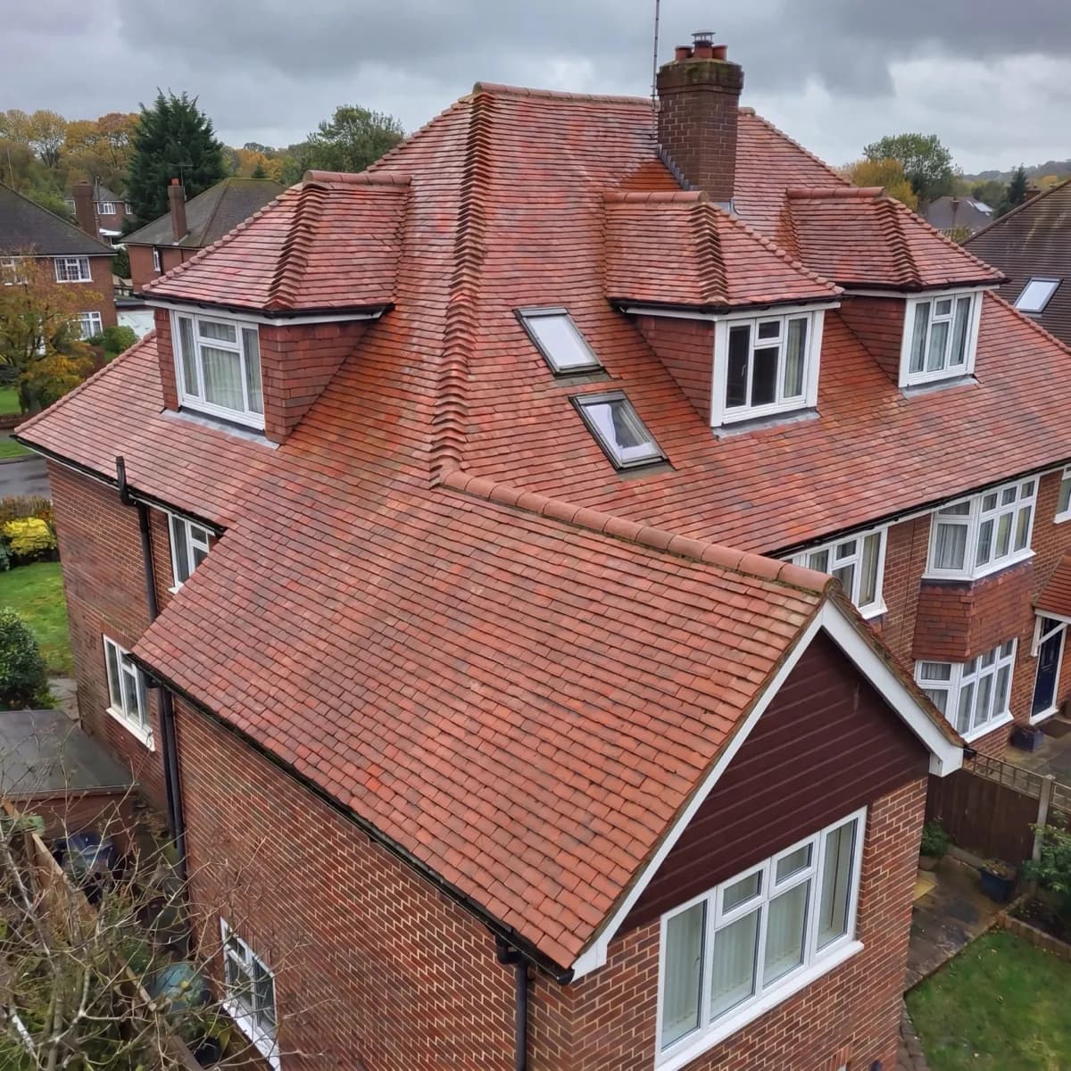 Dormer roof after cleaning, seen from above